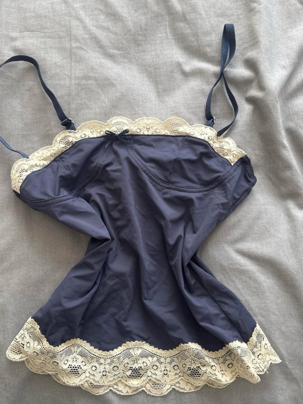 Lioness Navy Blue Lace-Trim Cami Top